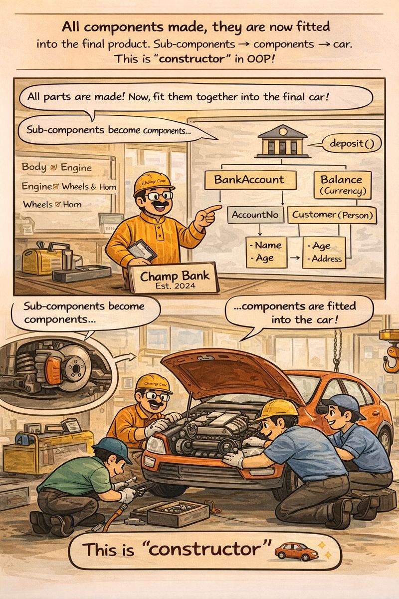 All components made fitted into final product — constructor in OOP