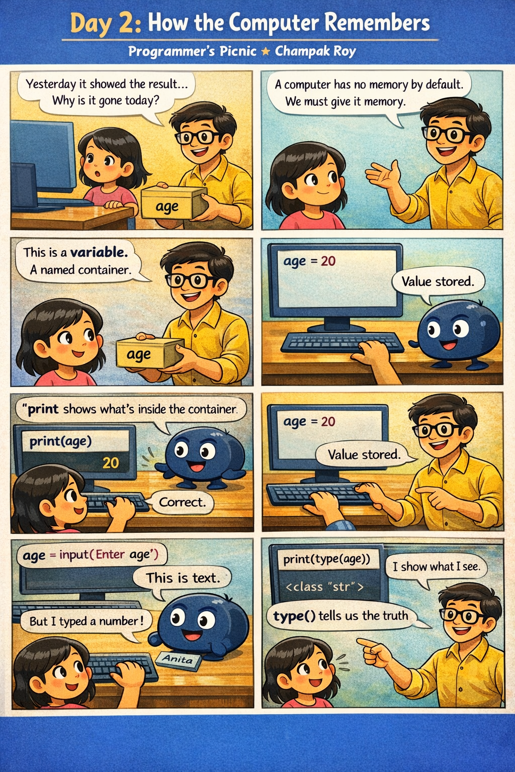 Day 2 Python Variables Comic